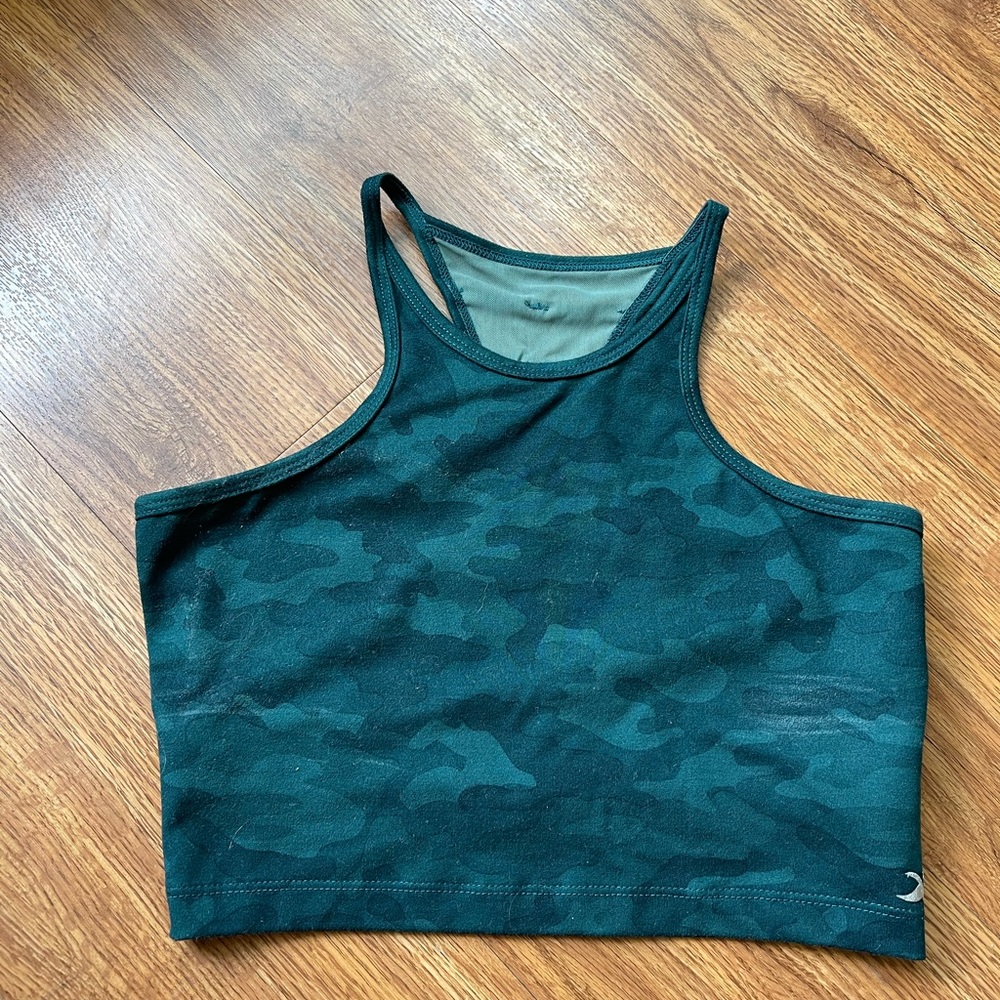 Camp green crop sports bra